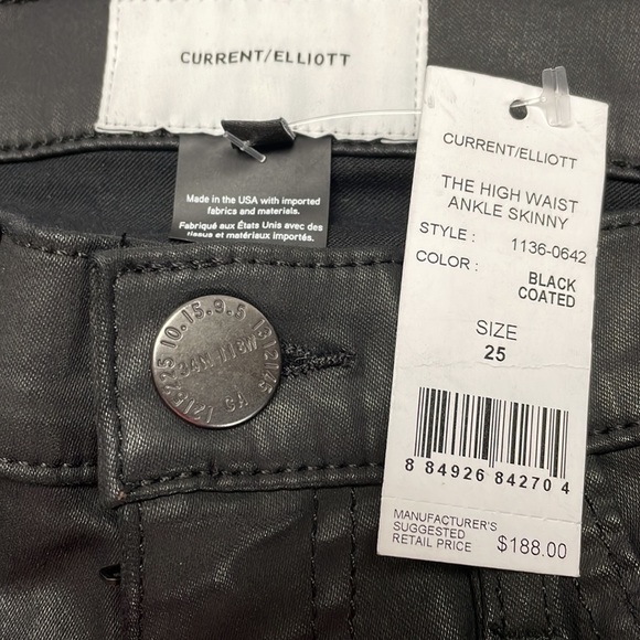 CURRENT/ELLIOTT Black Coated High Waist Ankle Skinny - Picture 6 of 8